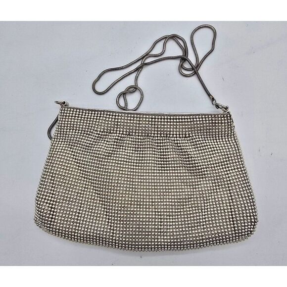 Vintage Rhinestone Mesh Evening Shoulder Bag With Chain Strap formal prom night - Picture 2 of 3